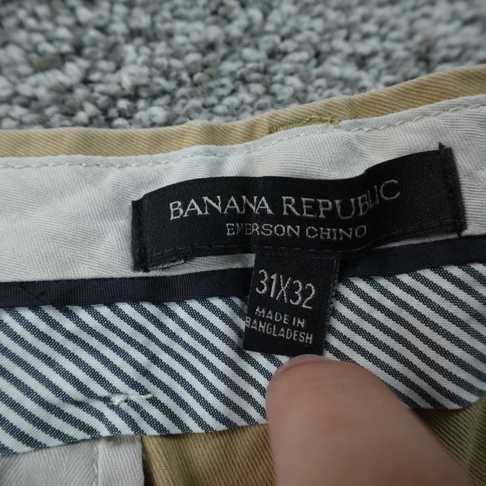 Banana Republic Pants Mens 31X32 Beige Brown Emerson Chino Trouser Flat Front